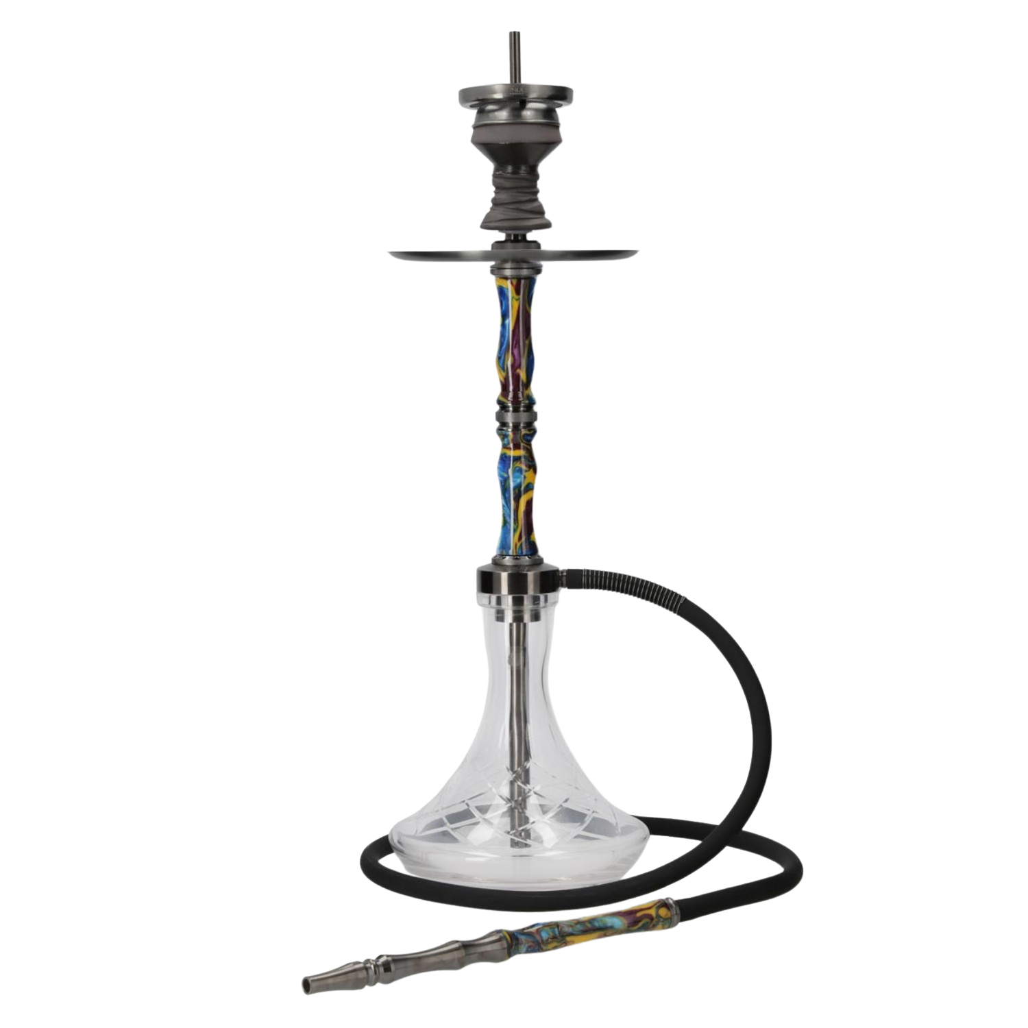 INVI Recursion Handcut Edelstahl Gun Metal Blau-Gelb-Lila Shisha